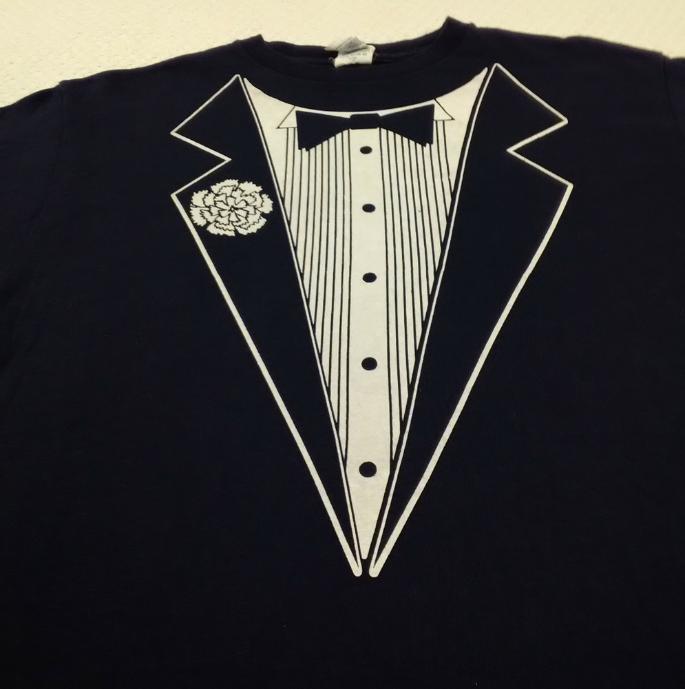 TUXEDO VINTAGE MENS GRAPHIC TEE  DARK BLUE - Picture 2 of 7